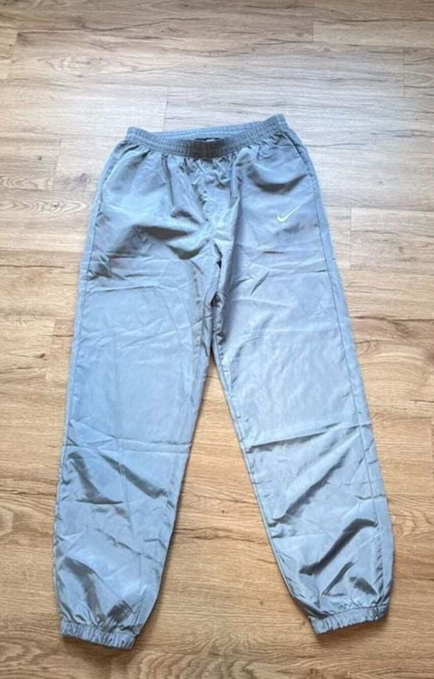 Nike Vintage Nylon Track Pants Grey Elastic Cuffs Size M